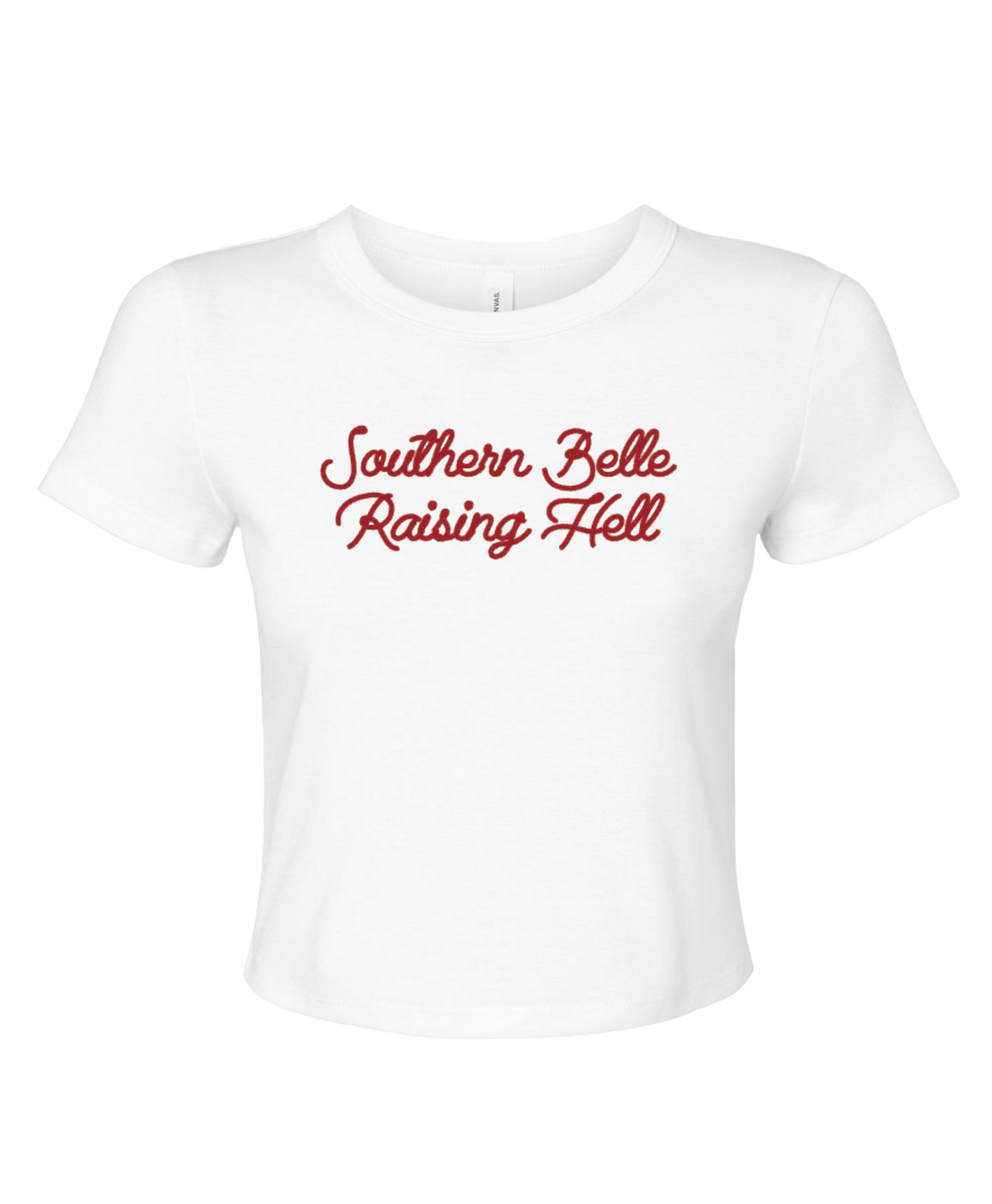 SOUTHERN BELLE RAISING HELL BABY RIB TEE WHITE
